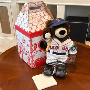 Build-A-Bear Baseball Bear with Navy Cap and White Jersey